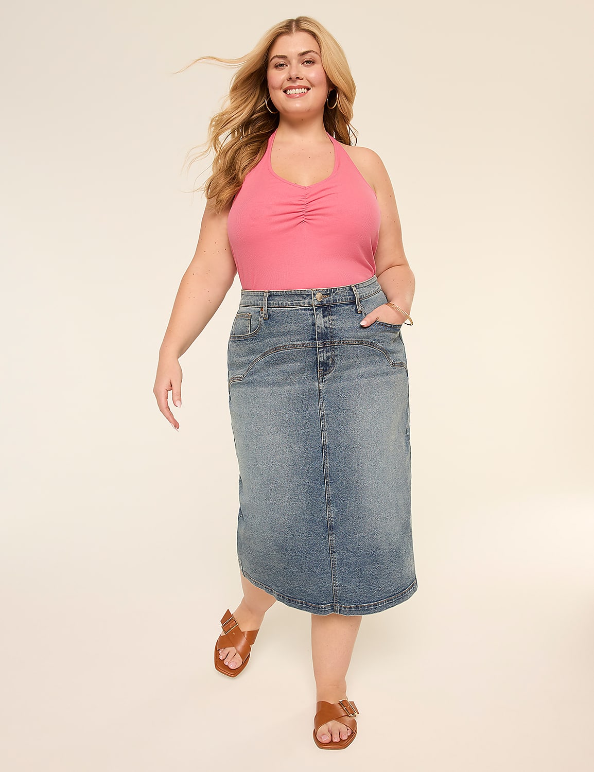 Denim Midi Skirt Product Image 3