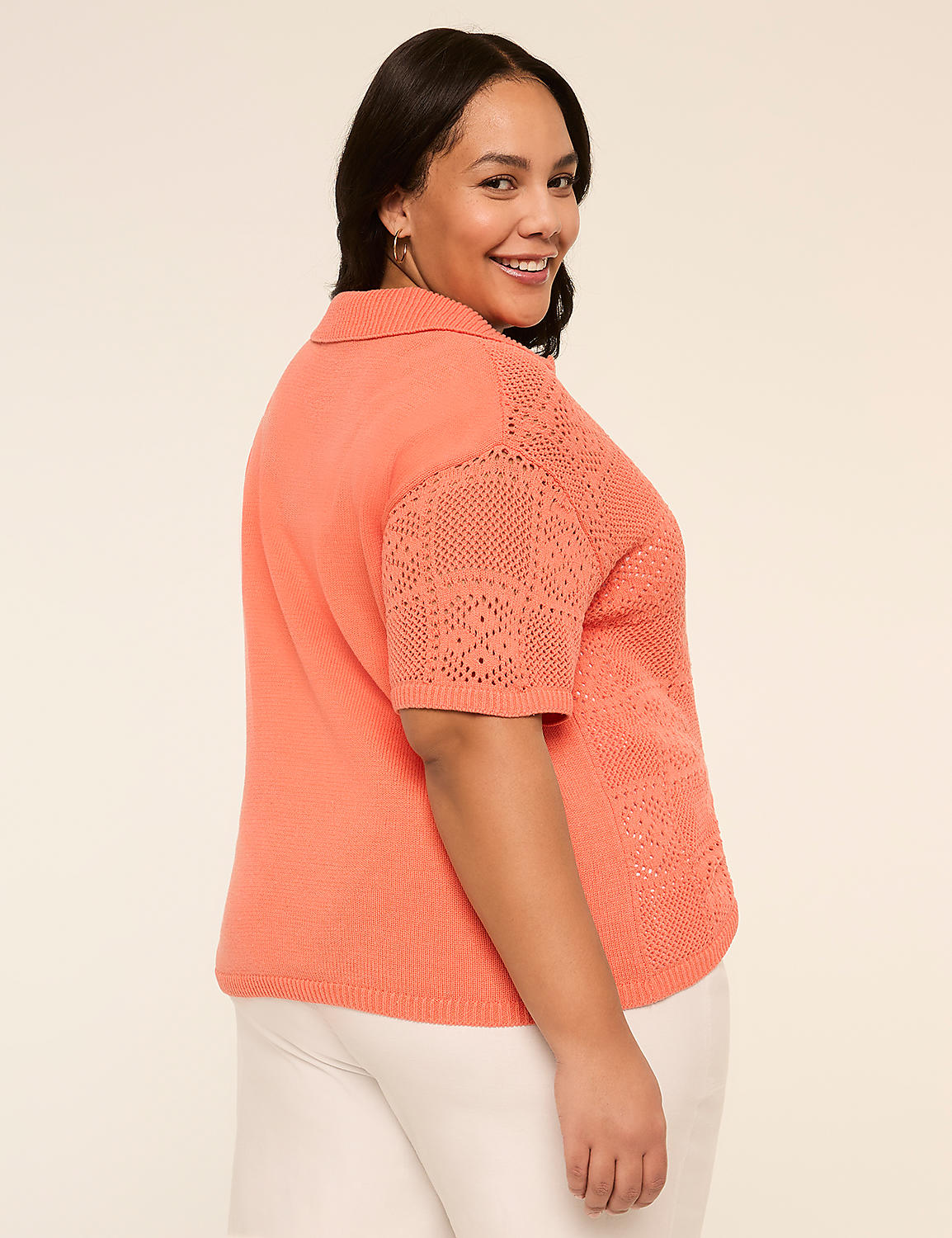 Short-Sleeve Collared Sweater Pullover Product Image 2