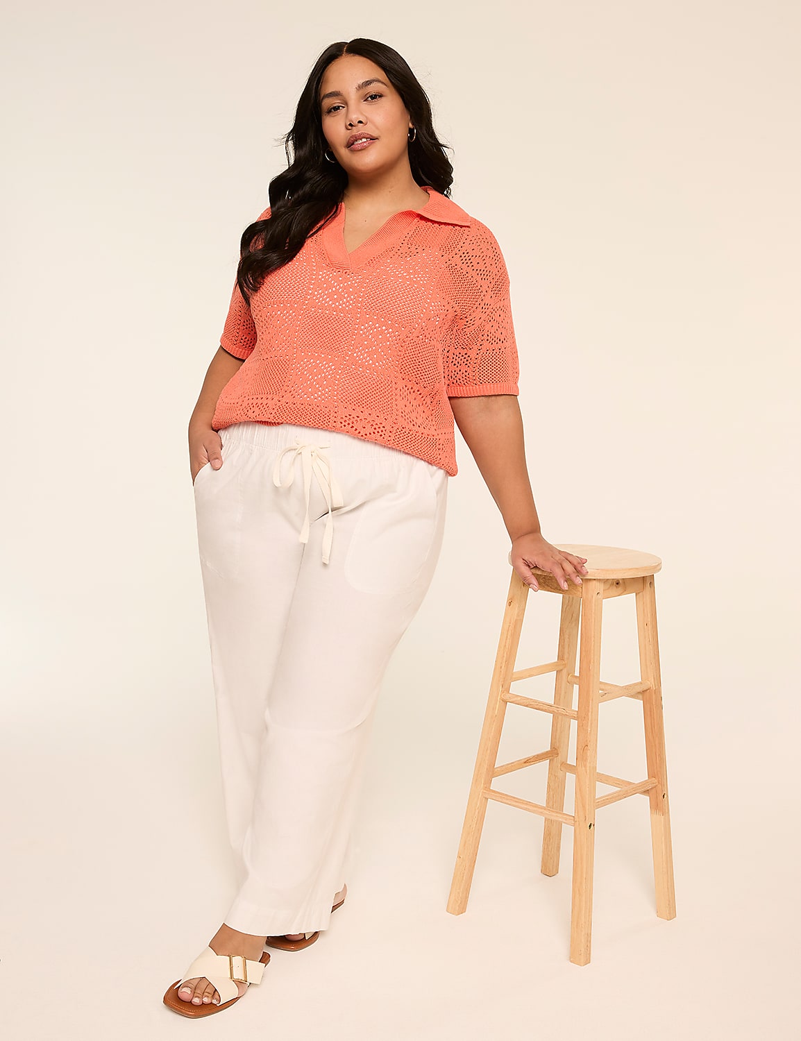 Short-Sleeve Collared Sweater Pullover Product Image 3