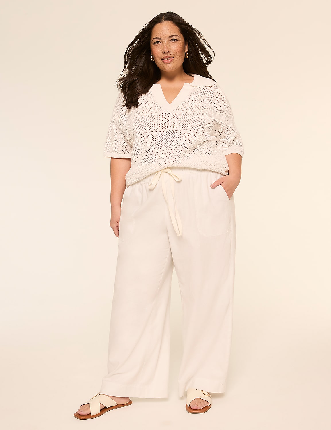 Short-Sleeve Collared Sweater Pullover Product Image 3