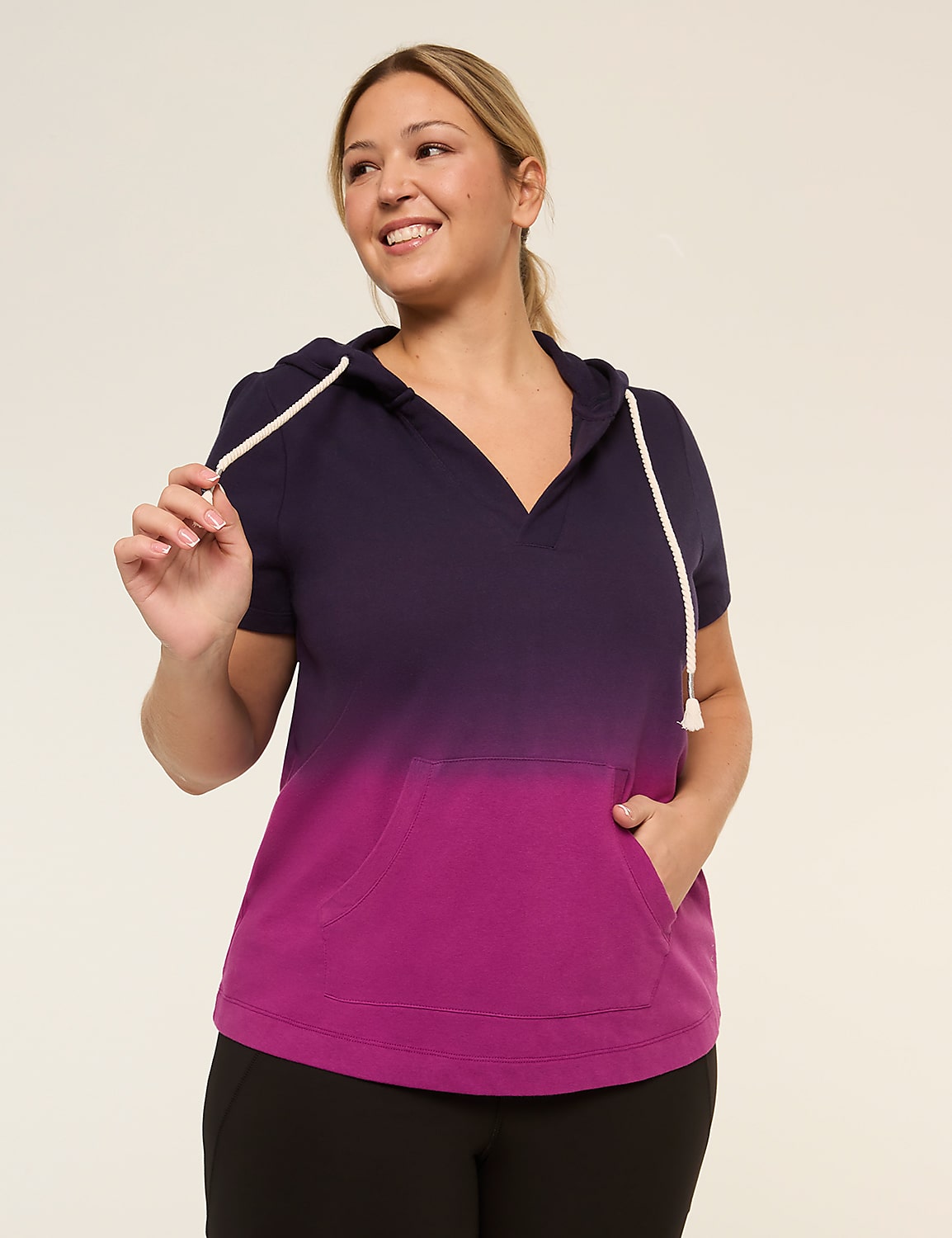 LIVI French Terry Short-Sleeve Dip-Dye Hoodie Product Image 1