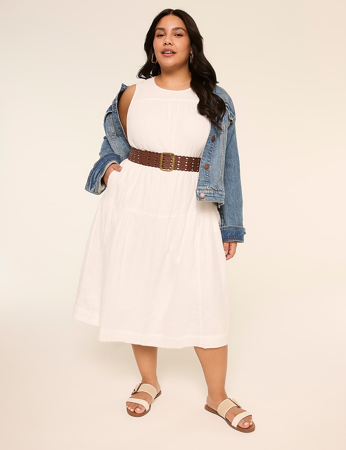 Gauze Tiered Midi Dress Product Image 1