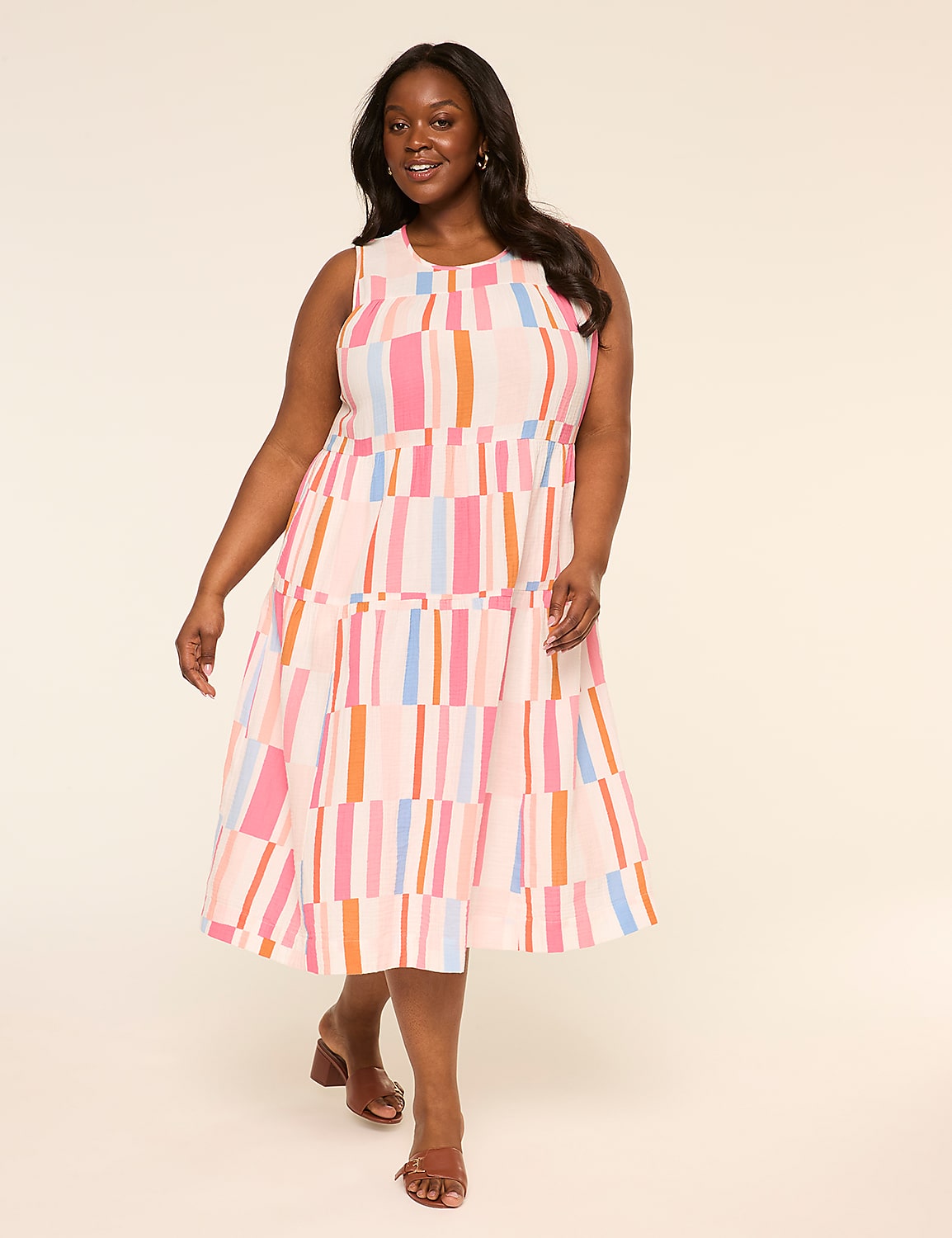 Gauze Tiered Midi Dress Product Image 1