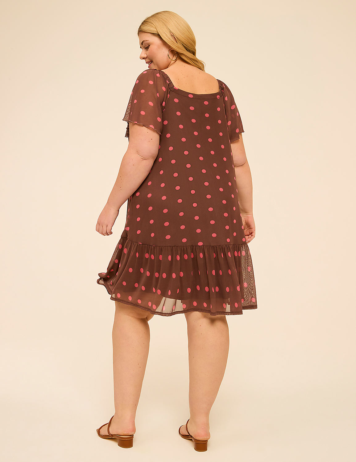 Flutter-Sleeve Open-Neck Swing Dress Product Image 2
