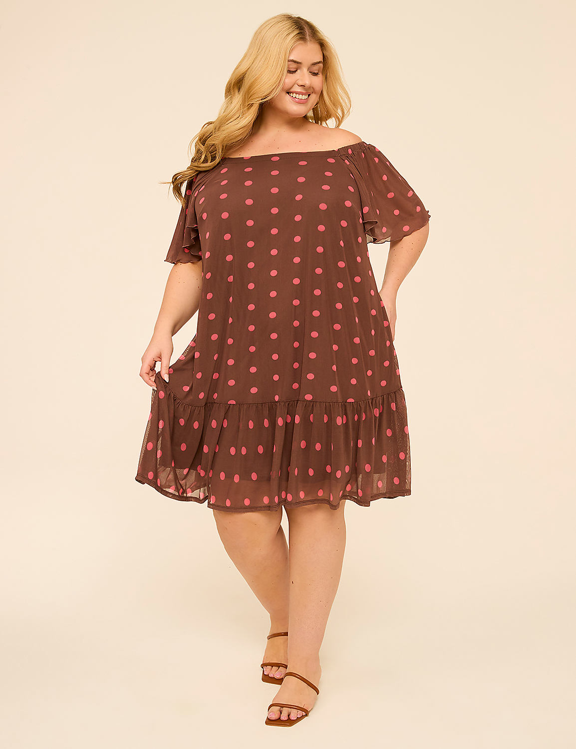 Flutter-Sleeve Open-Neck Swing Dress Product Image 5