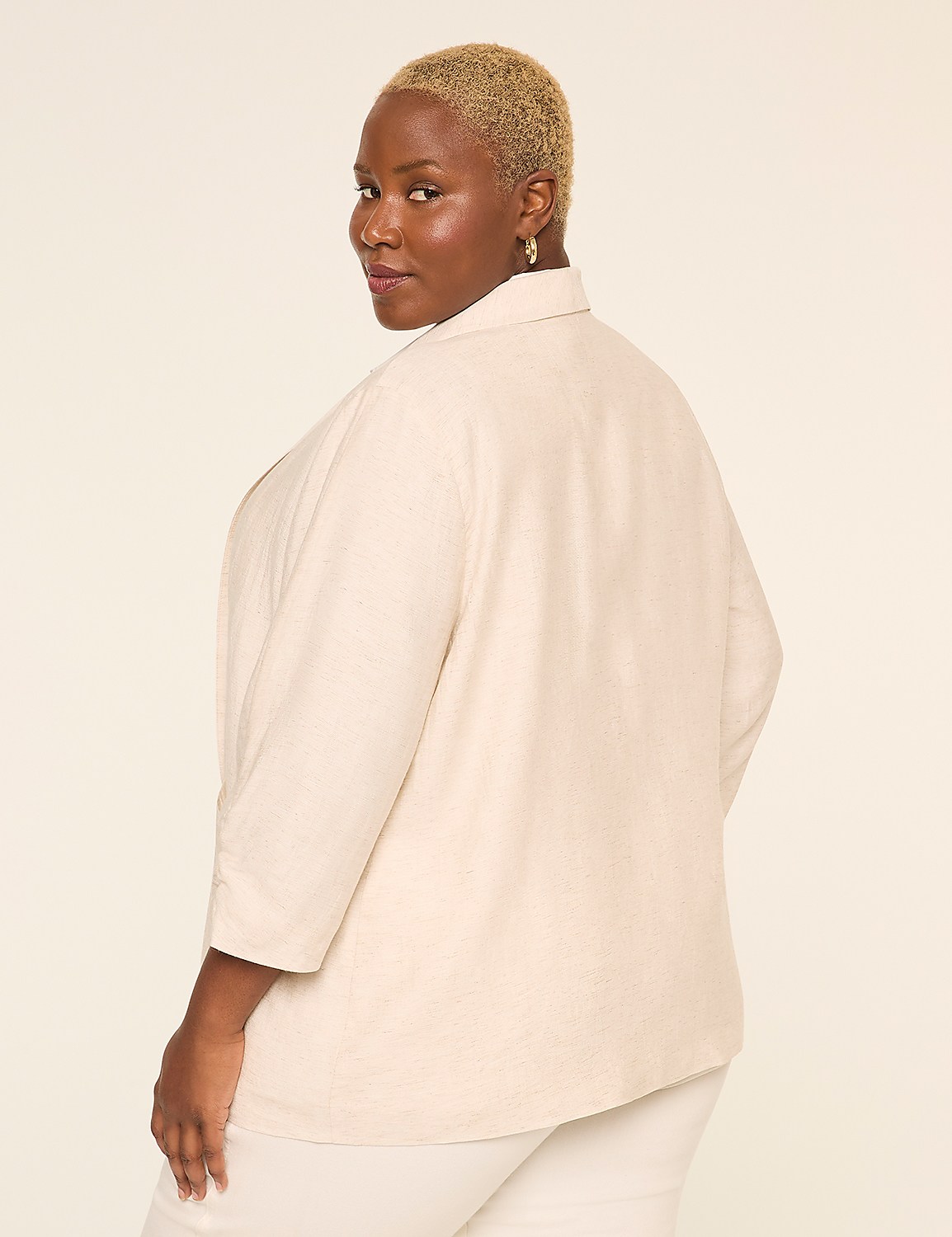 Linen-Blend Shawl-Collar Blazer Product Image 2