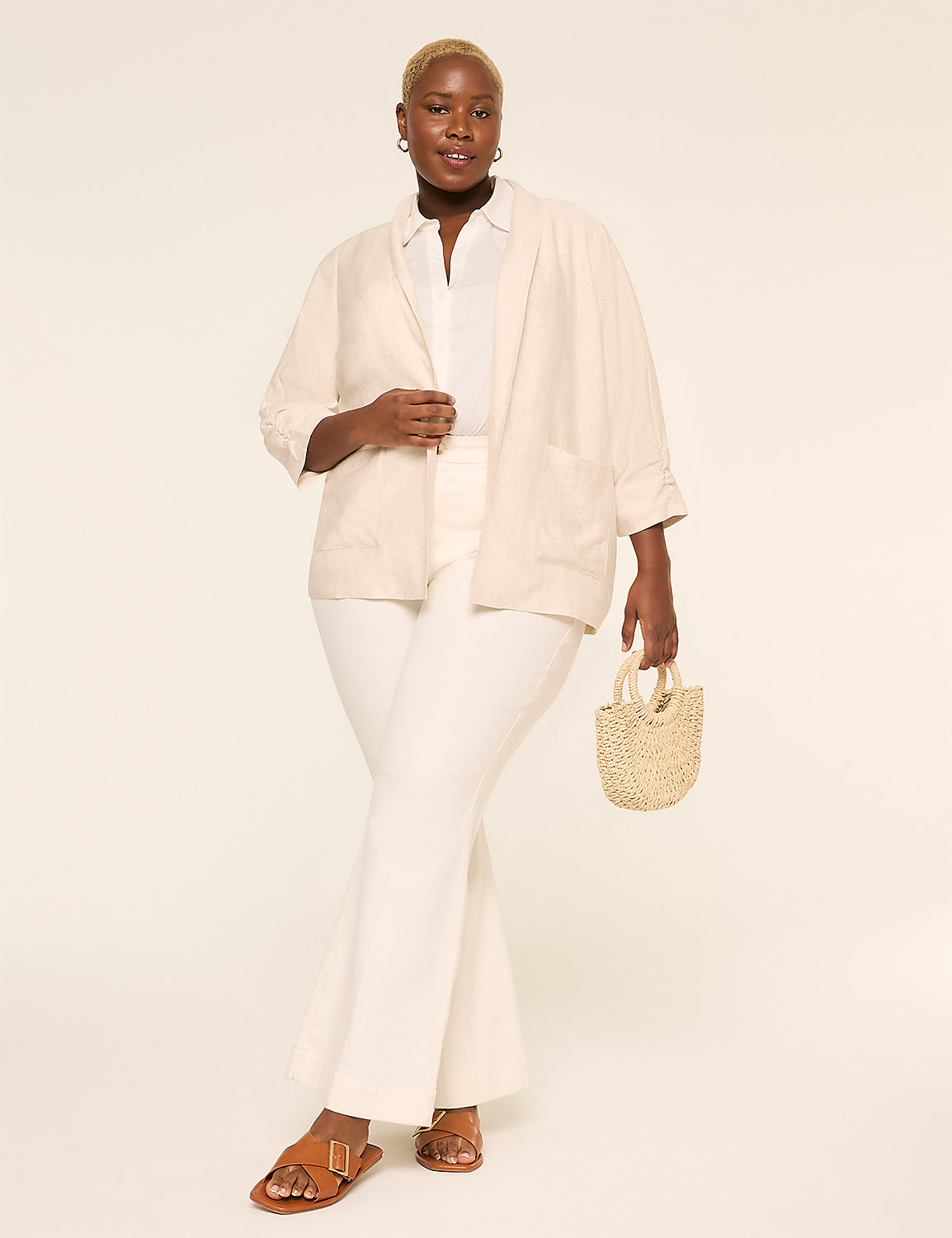 Linen-Blend Shawl-Collar Blazer Product Image 3