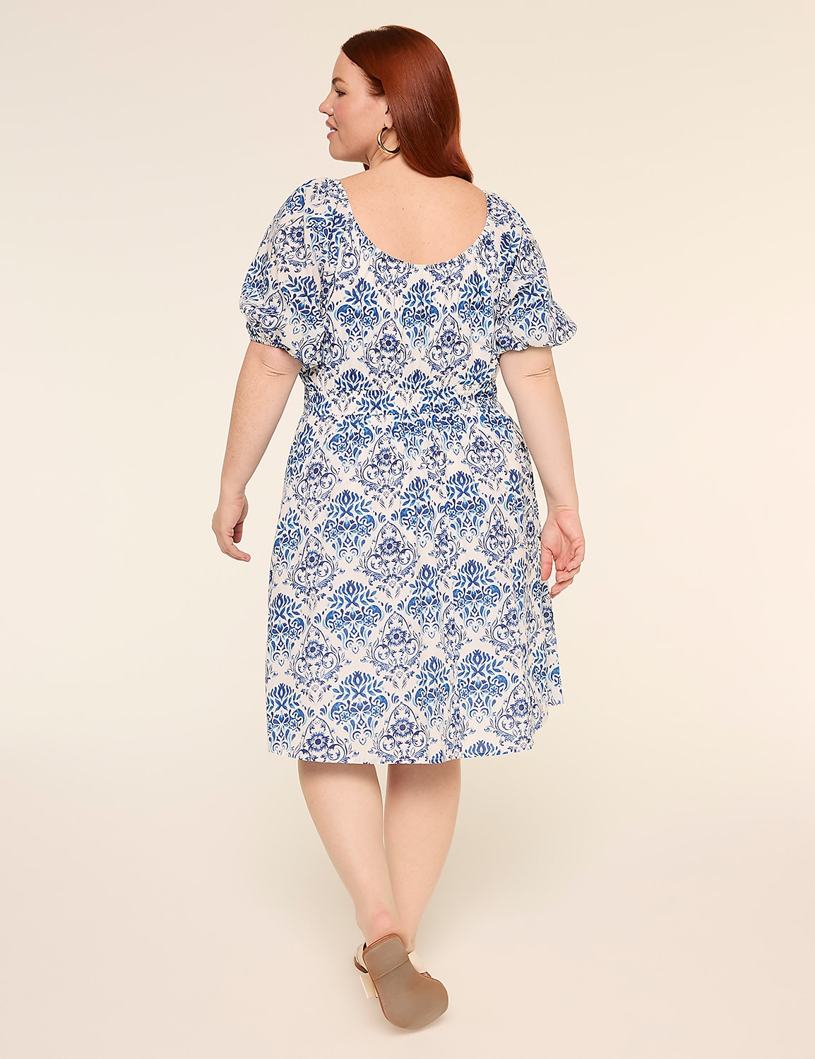 Puff-Sleeve Smocked-Waist Short Dress Product Image 2