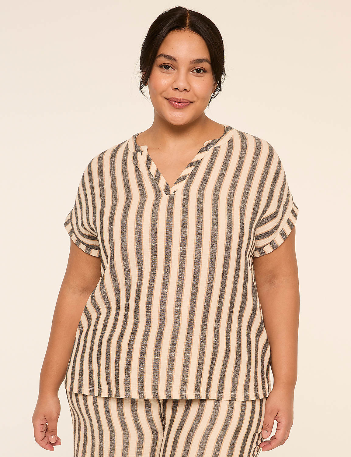 LIVI Notch-Neck Gauze Top Product Image 1