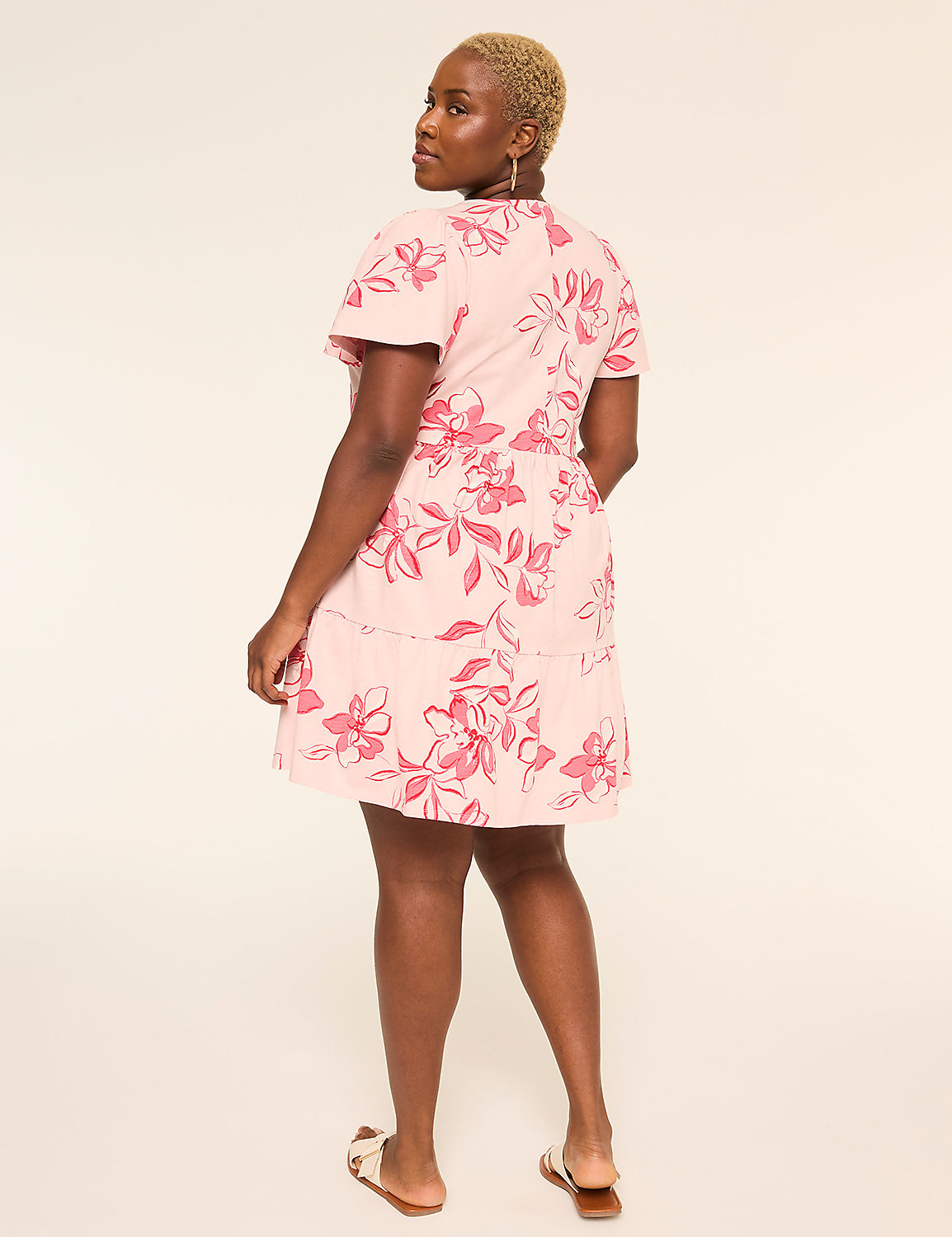 Flutter-Sleeve Tiered Swing Dress Product Image 2