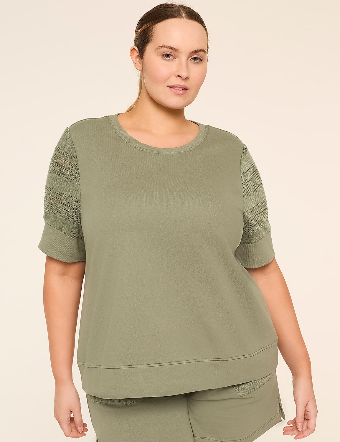 LIVI French Terry Elbow-Sleeve Sweatshirt Product Image 1