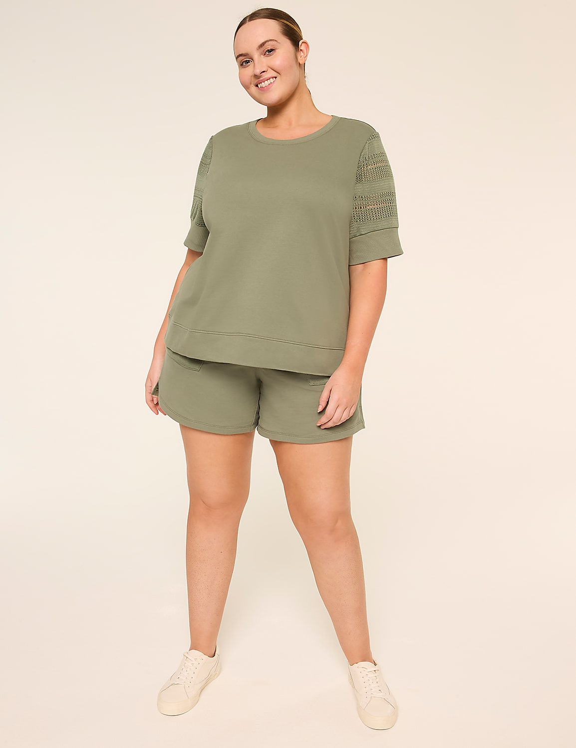 LIVI French Terry Elbow-Sleeve Sweatshirt Product Image 3