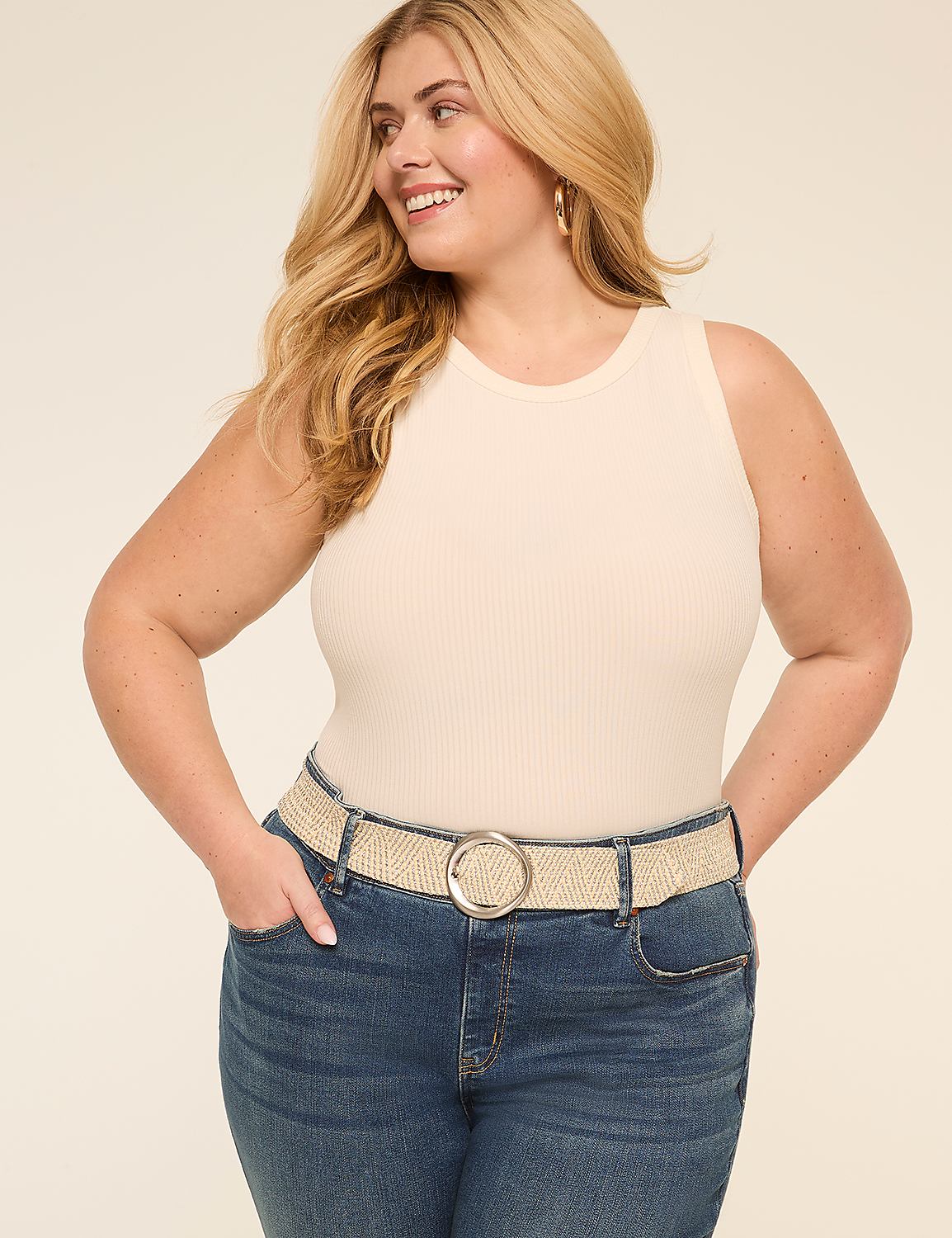 Multi-Wear Silvertone Raffia Belt Product Image 3