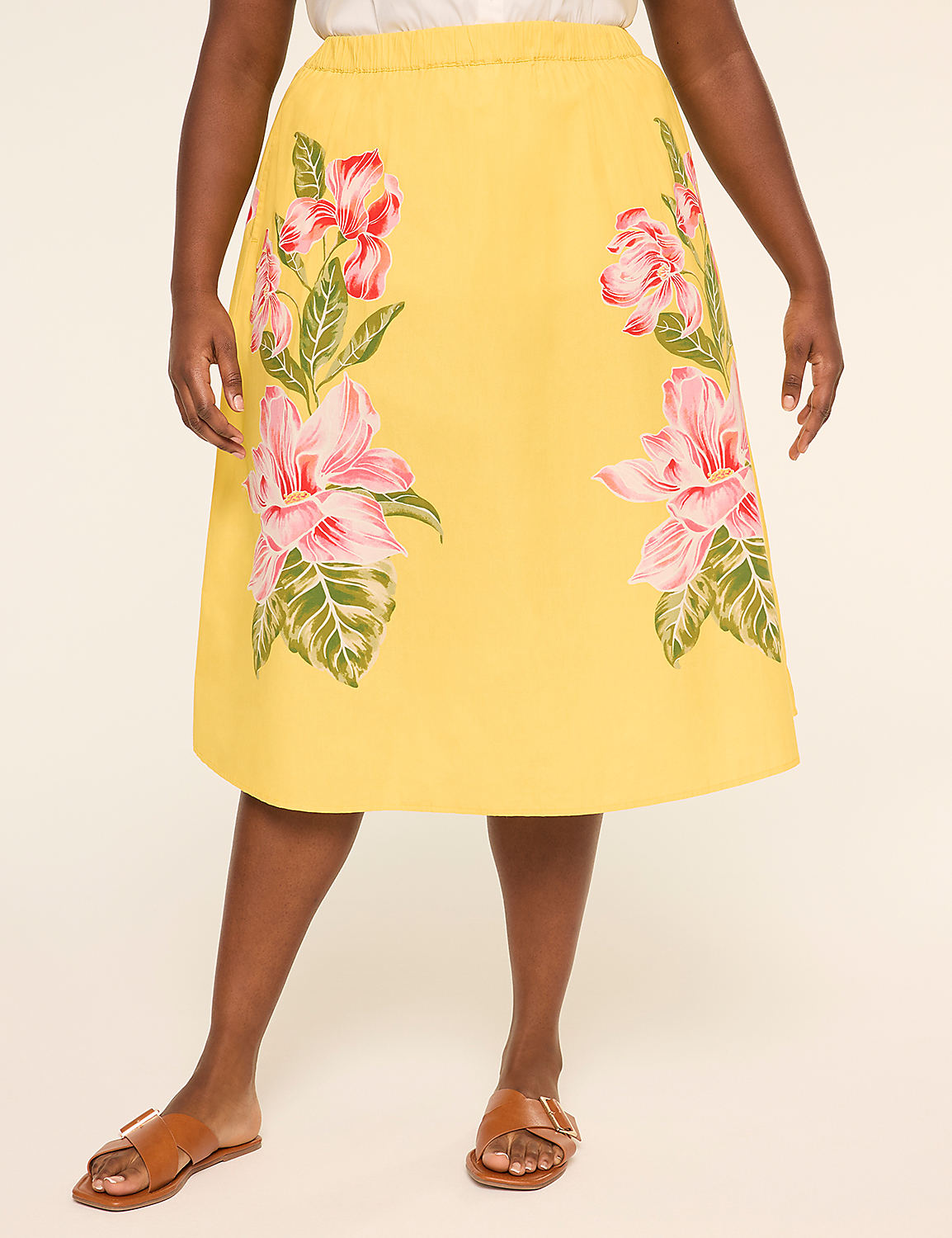 Shirred Poplin Midi Skirt Product Image 1