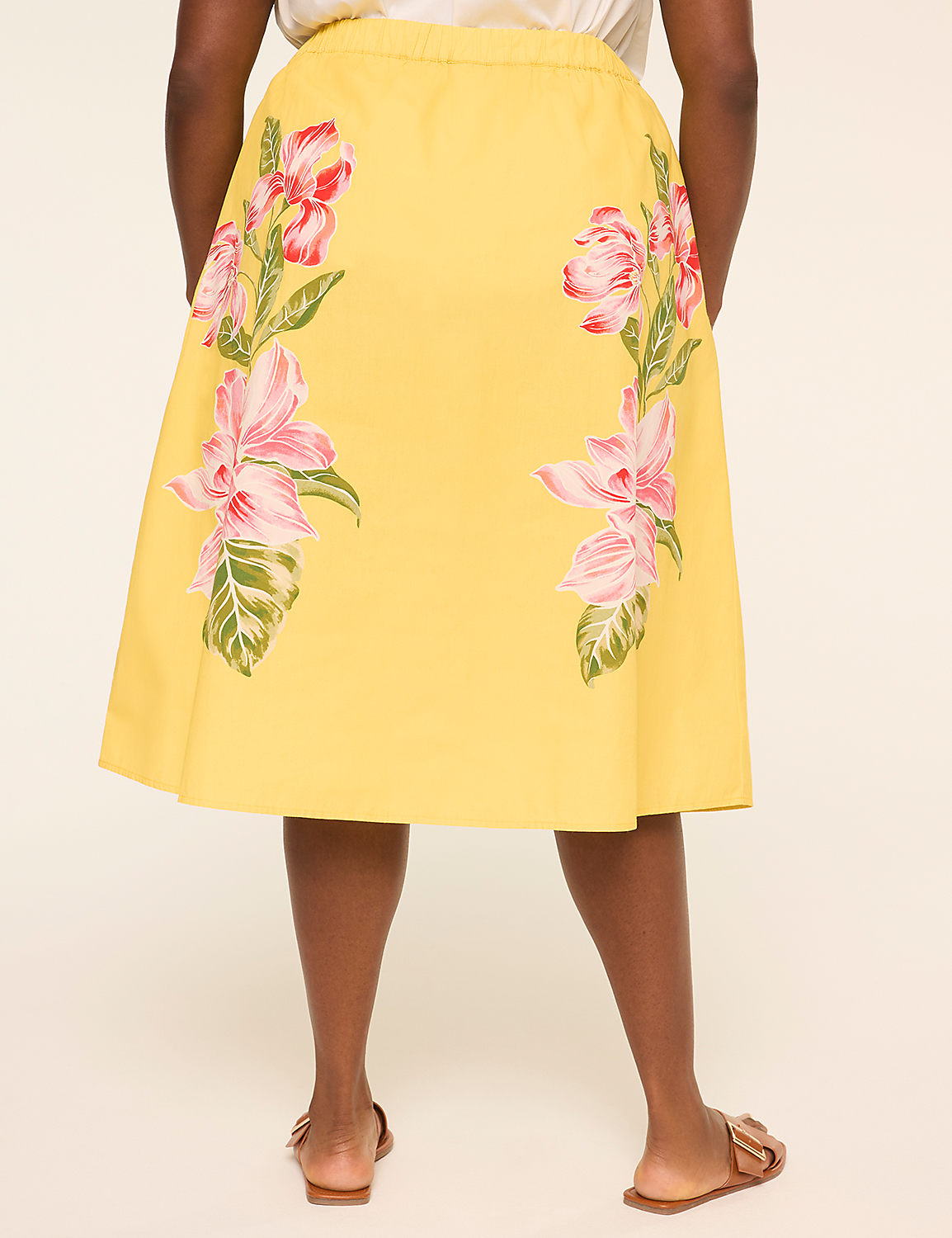 Shirred Poplin Midi Skirt Product Image 2