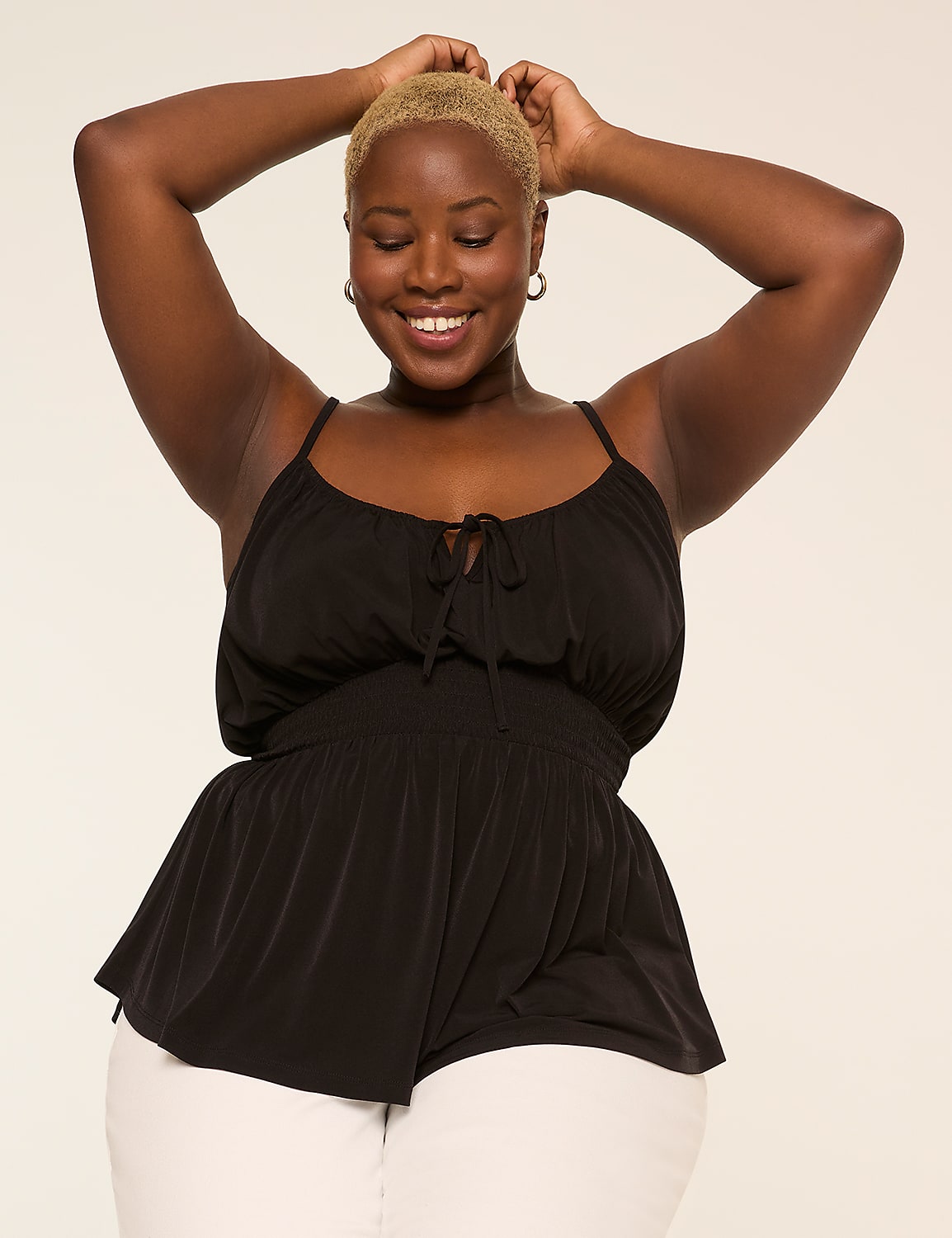 Tie-Neck Peplum Tank Product Image 1
