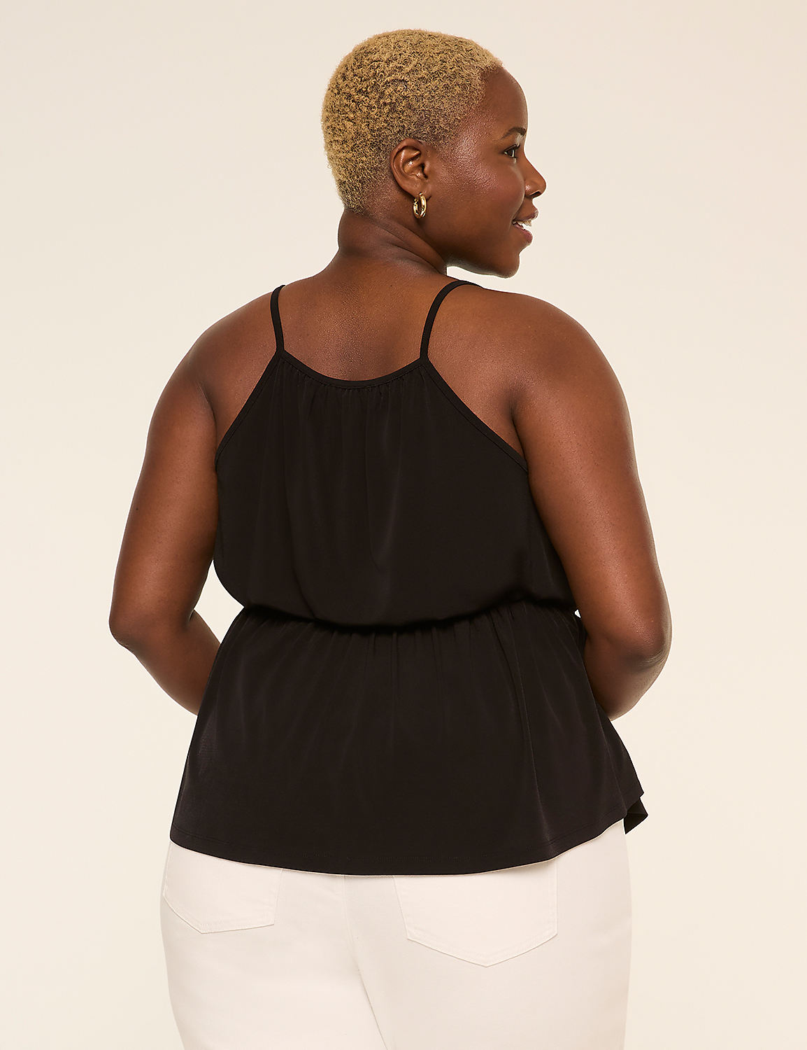 Tie-Neck Peplum Tank Product Image 2