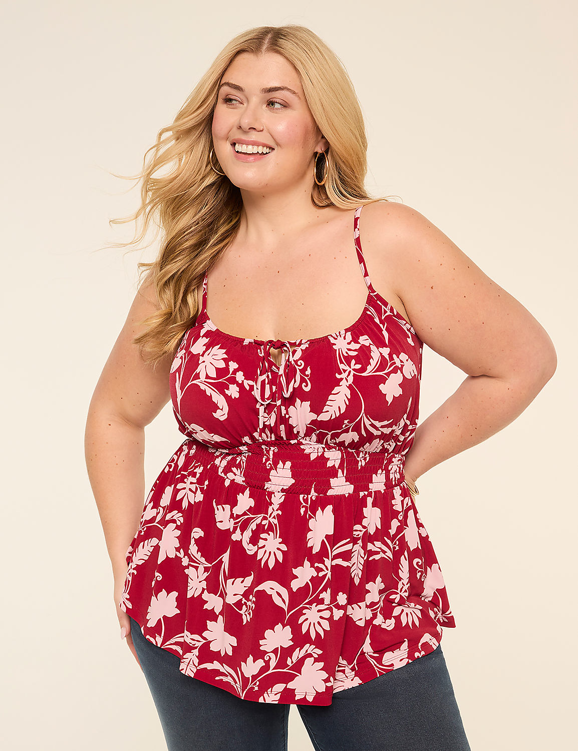Tie-Neck Peplum Tank Product Image 1