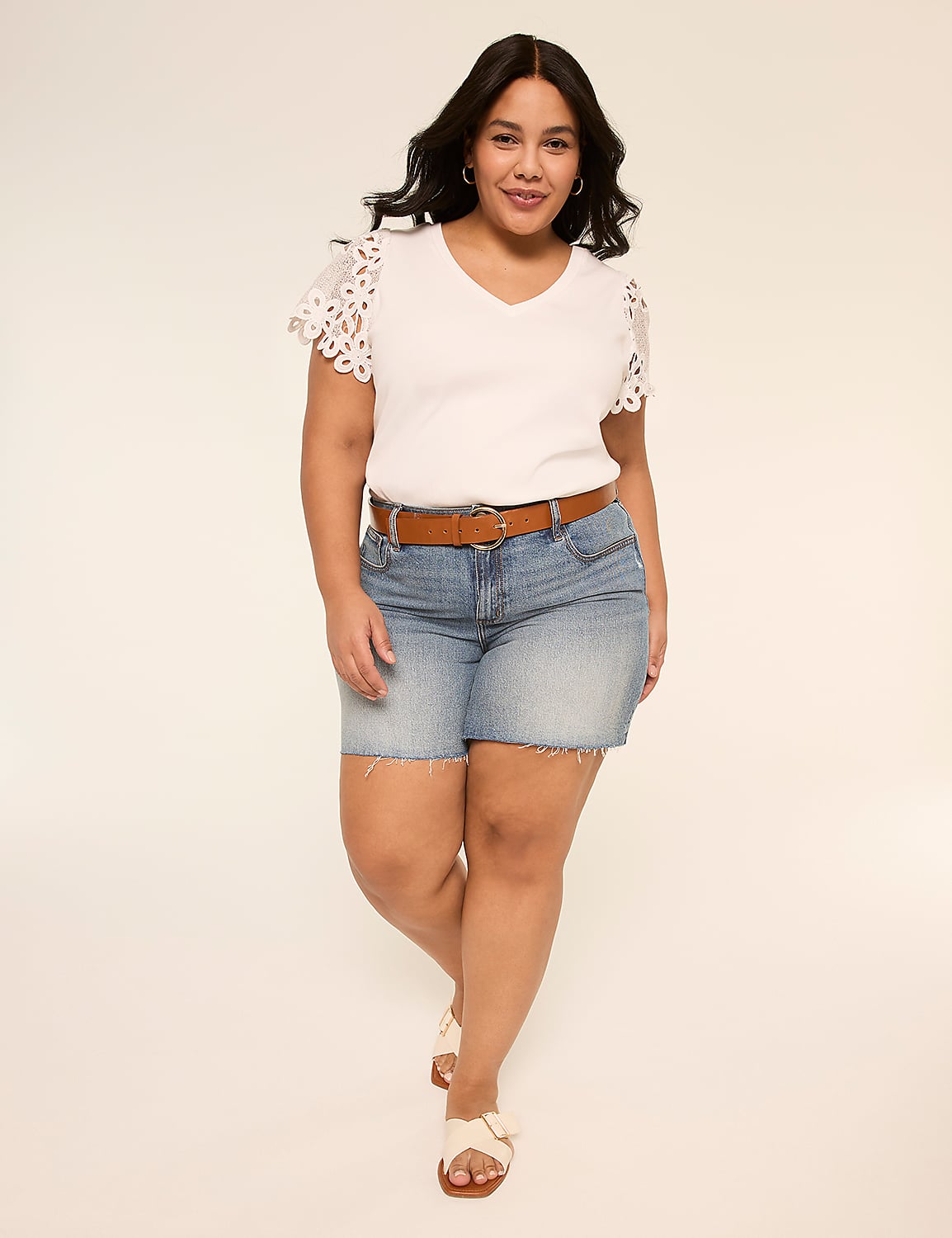 Crochet-Sleeve V-Neck Top Product Image 3
