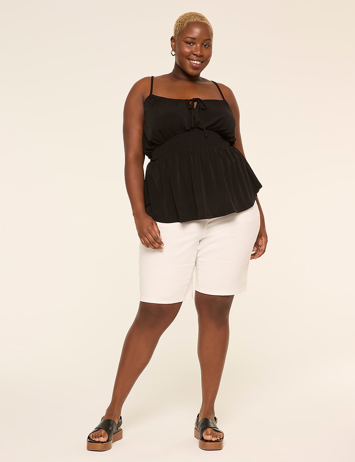 Tie-Neck Peplum Tank Product Image 3