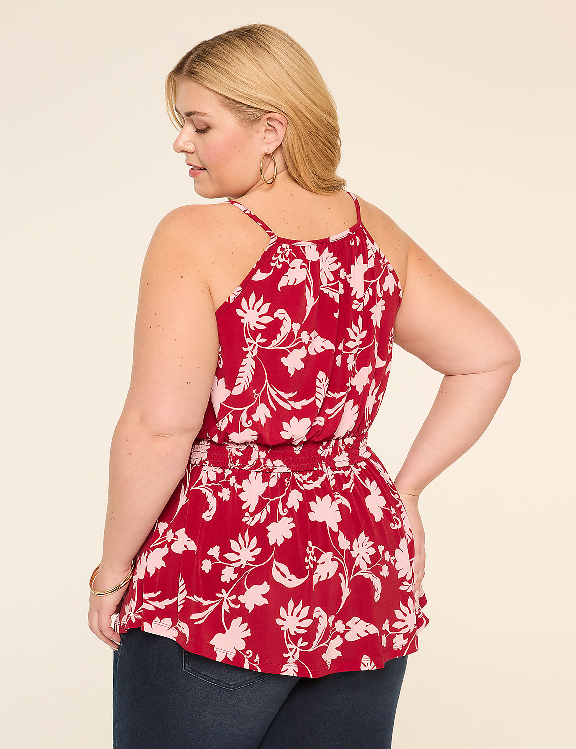 Tie-Neck Peplum Tank Product Image 2