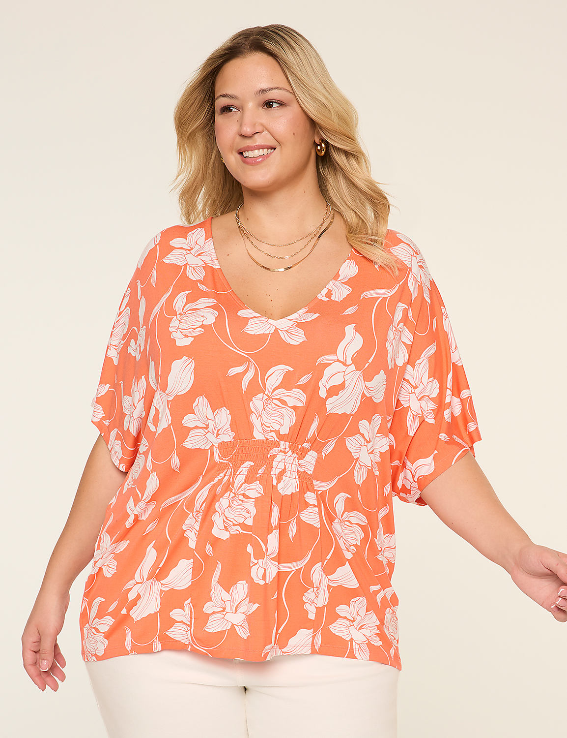 Dolman-Sleeve Smocked-Front Top Product Image 1