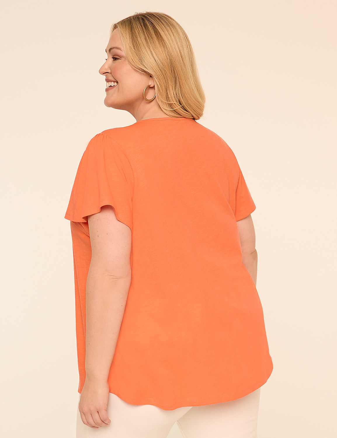 Flutter-Sleeve Crochet-Yoke Top Product Image 2