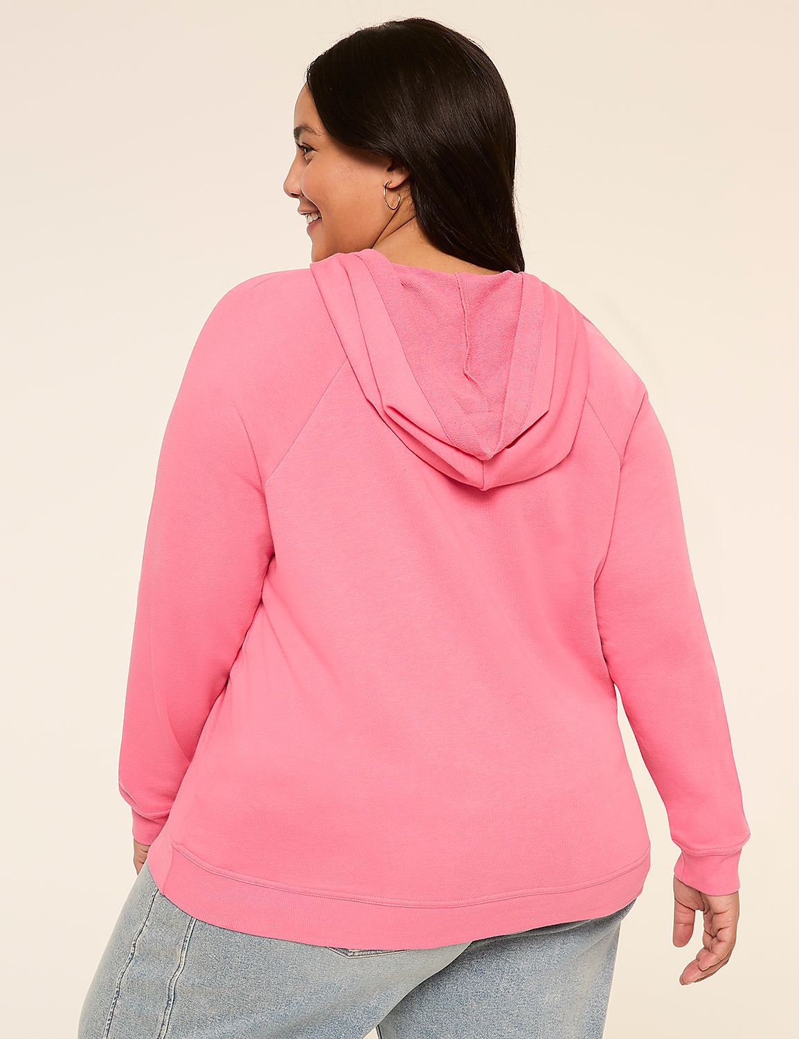 Notch-Neck Crochet-Trim Hoodie Product Image 2