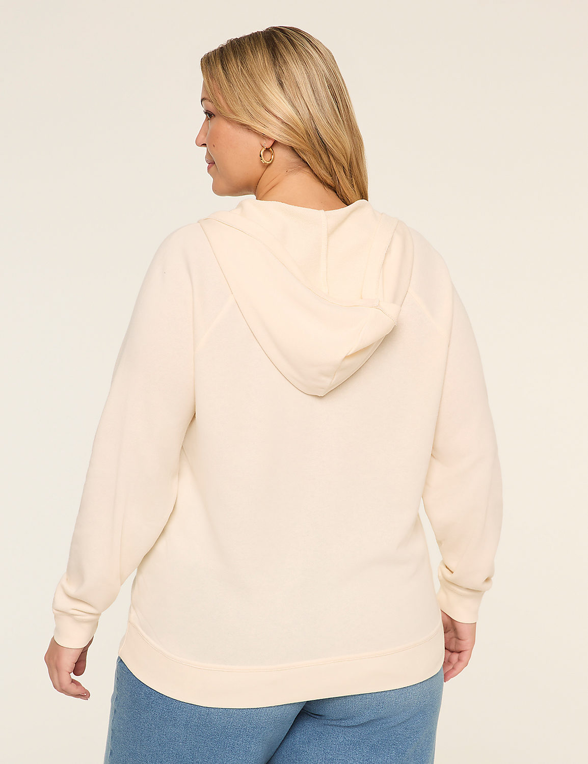 Notch-Neck Crochet-Trim Hoodie Product Image 2