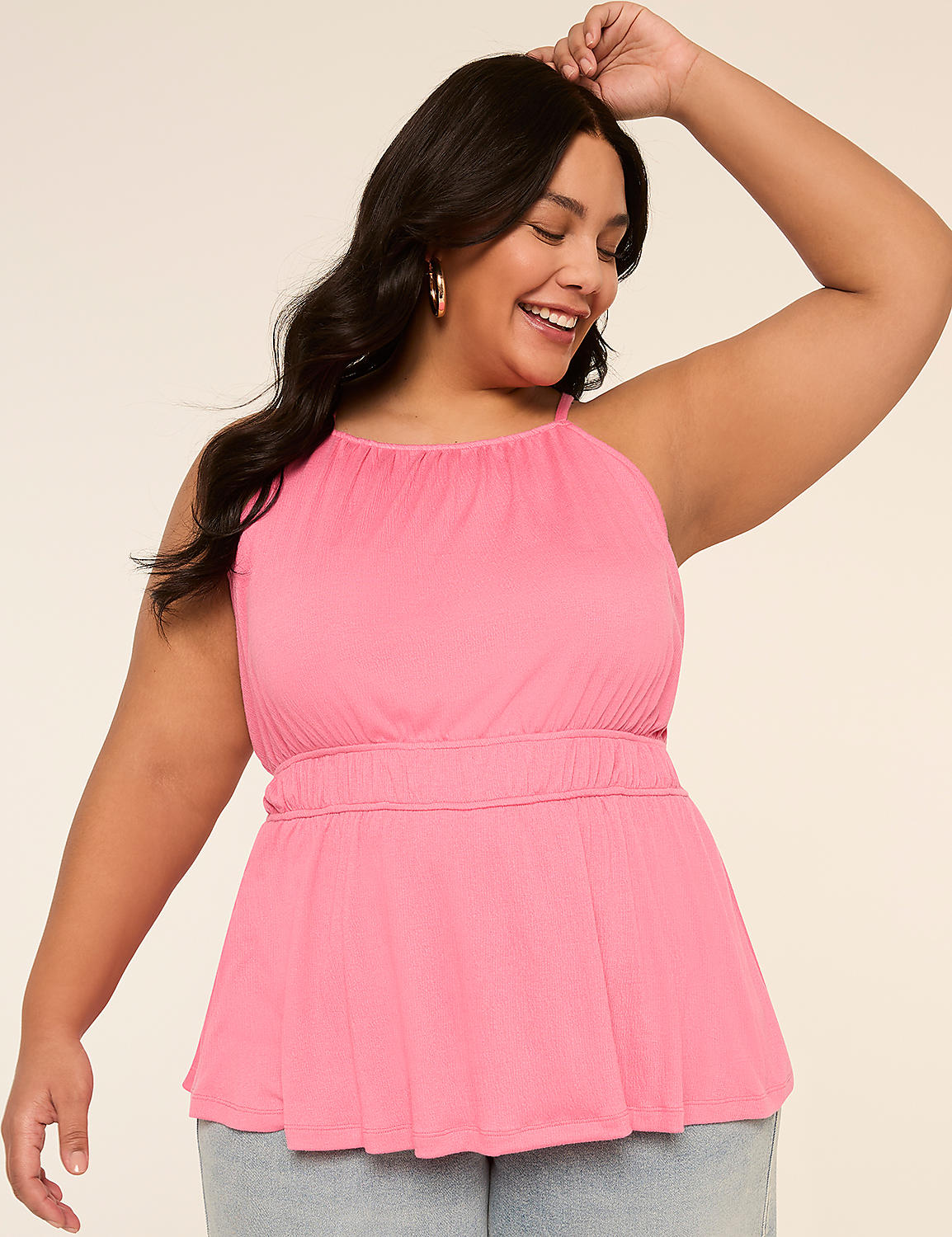 Apron Halter-Neck Peplum Tank Product Image 1