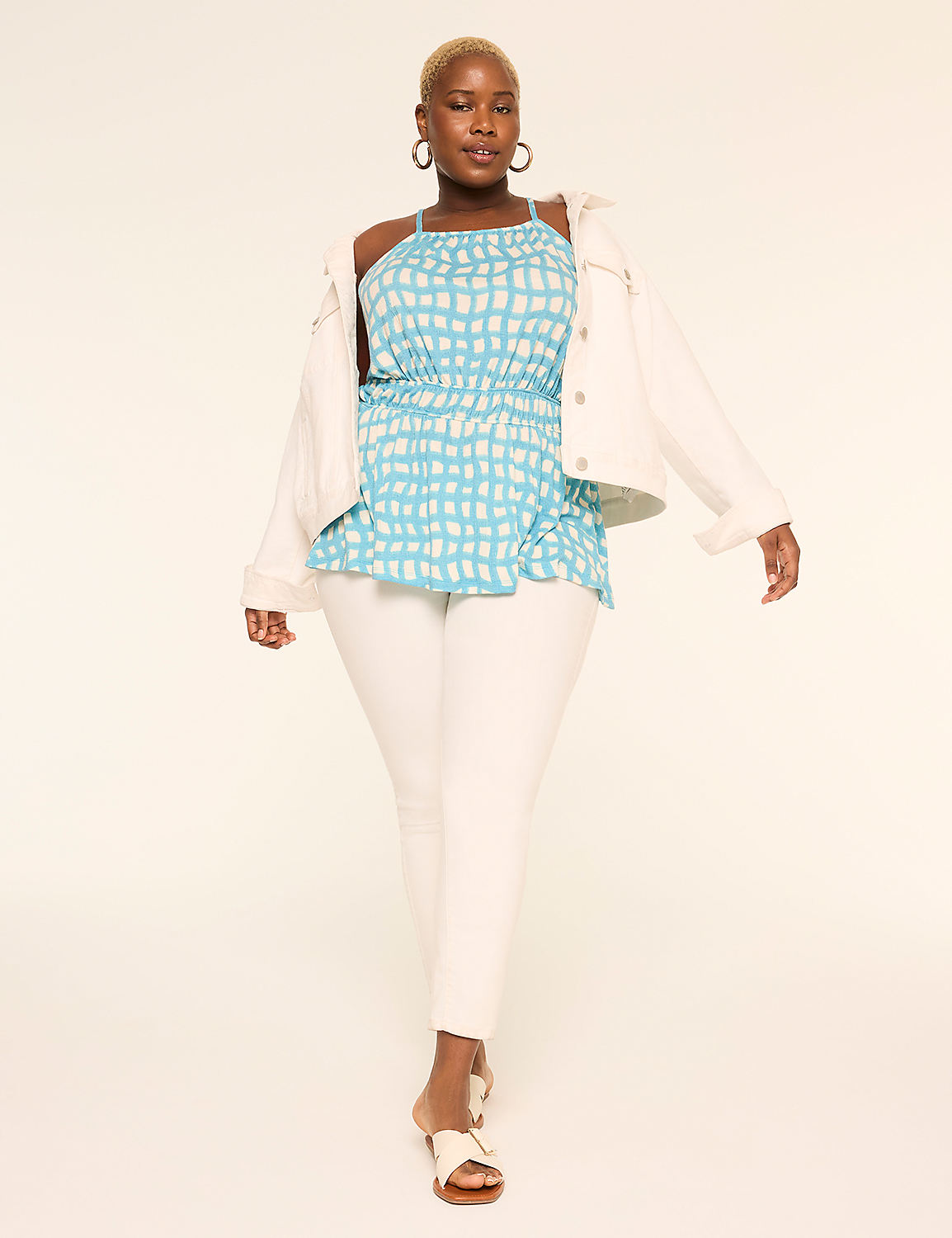 Apron Halter-Neck Peplum Tank Product Image 3