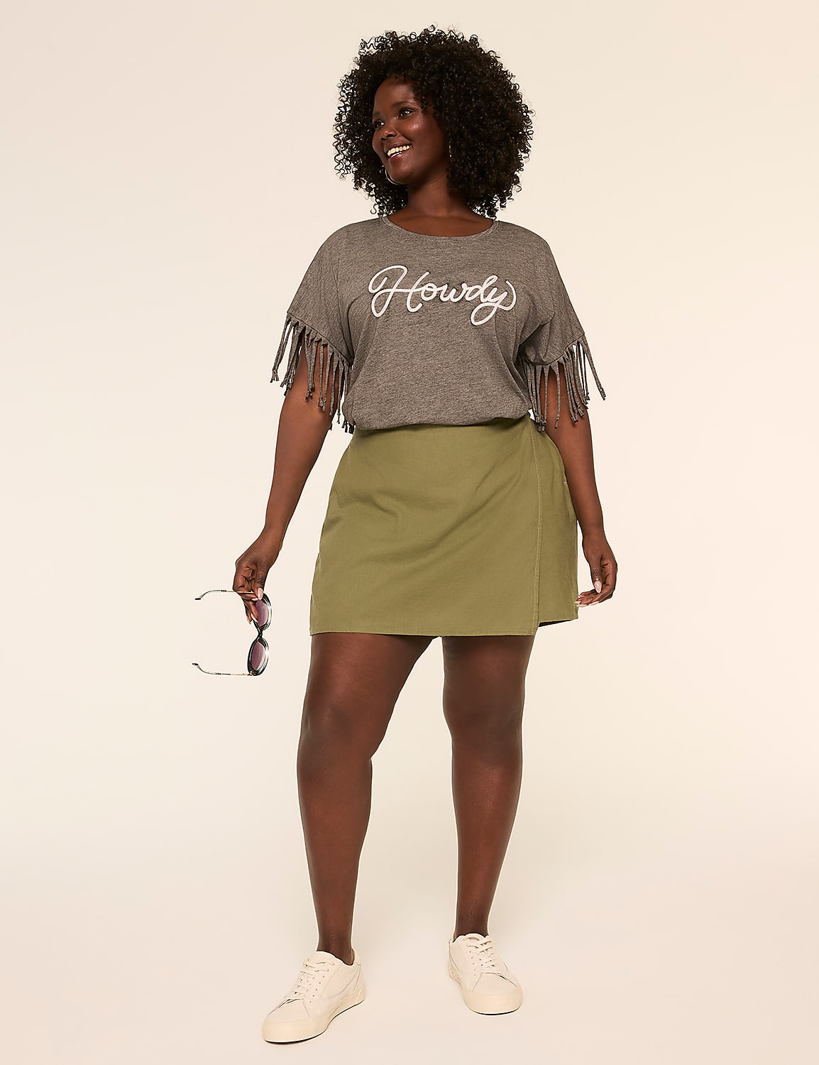 Linen-Blend Faux-Wrap Skort Product Image 5