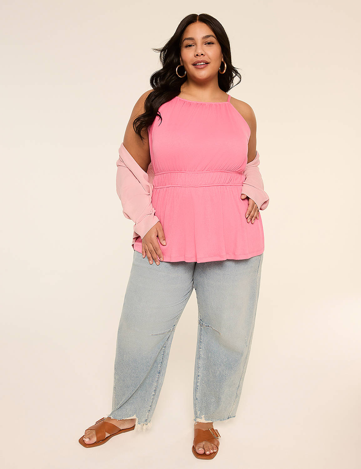 Apron Halter-Neck Peplum Tank Product Image 3