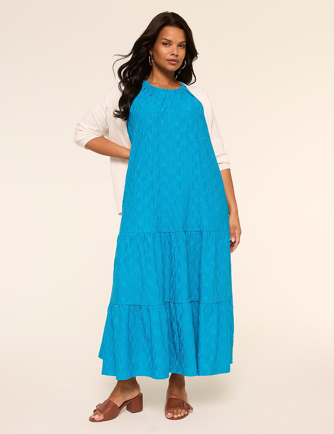 Halter Tie-Neck Tiered Maxi Dress Product Image 1