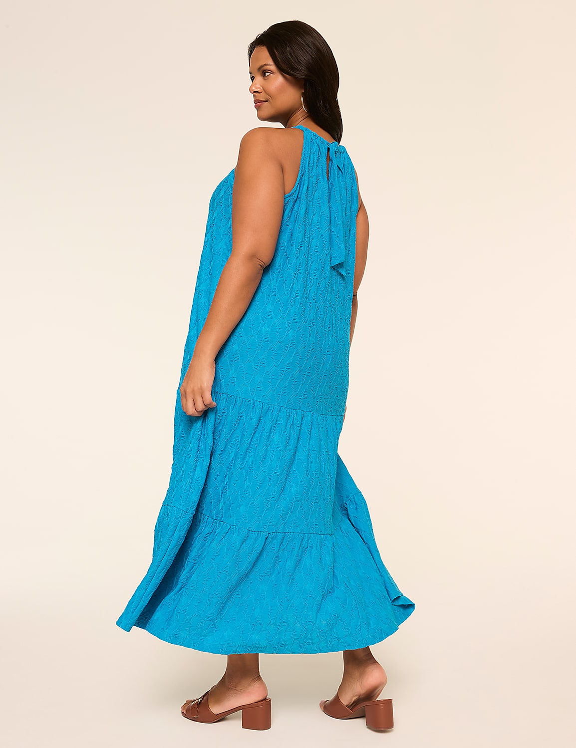Halter Tie-Neck Tiered Maxi Dress Product Image 2