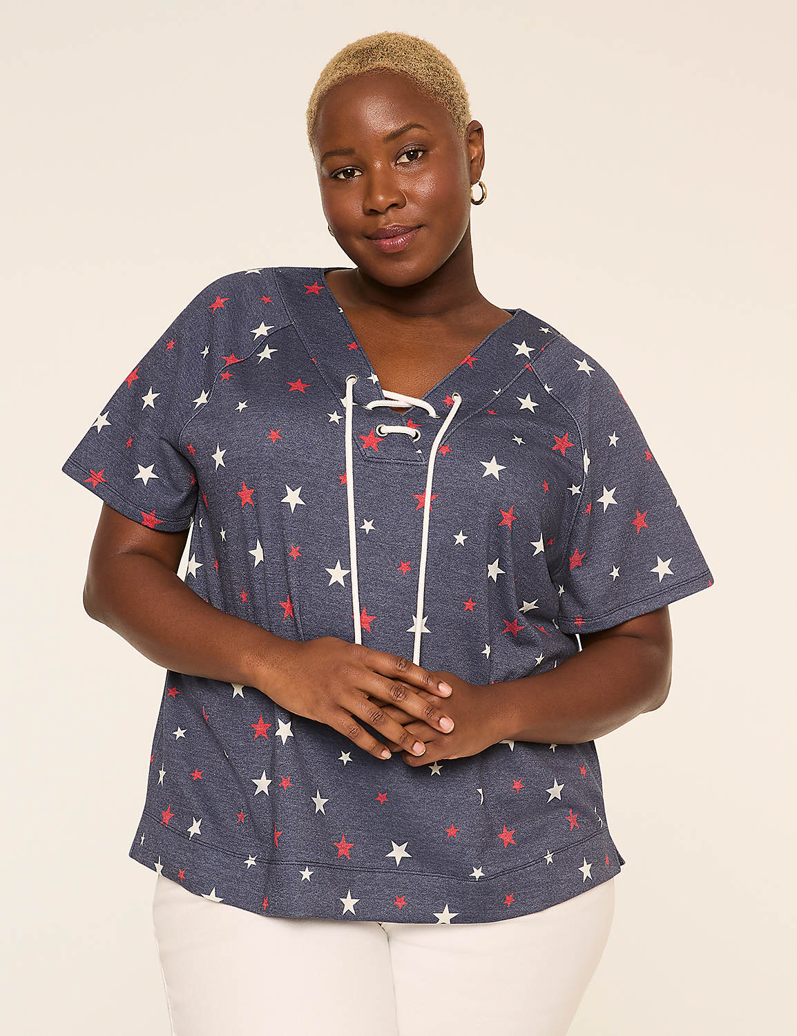 French Terry Lace-Up Top Product Image 1