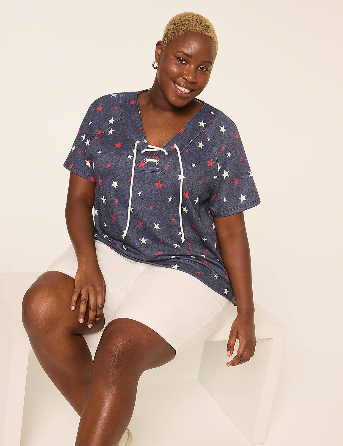 French Terry Lace-Up Top Product Image 3