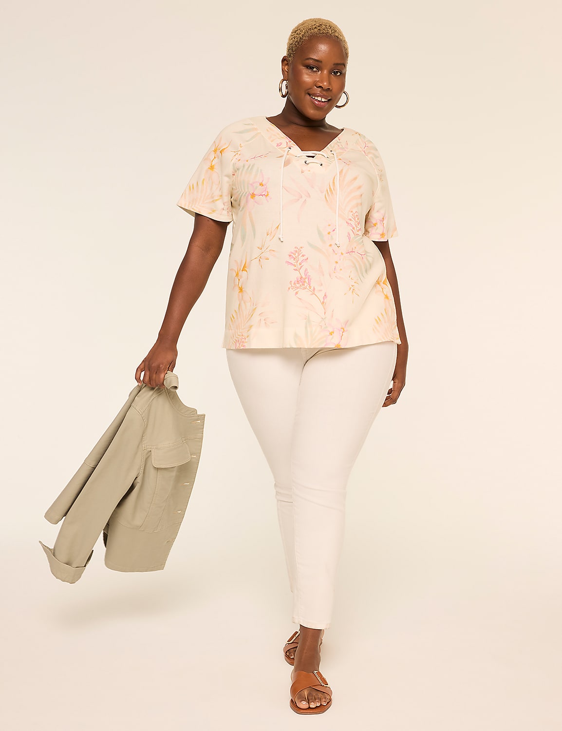 French Terry Lace-Up Top Product Image 3