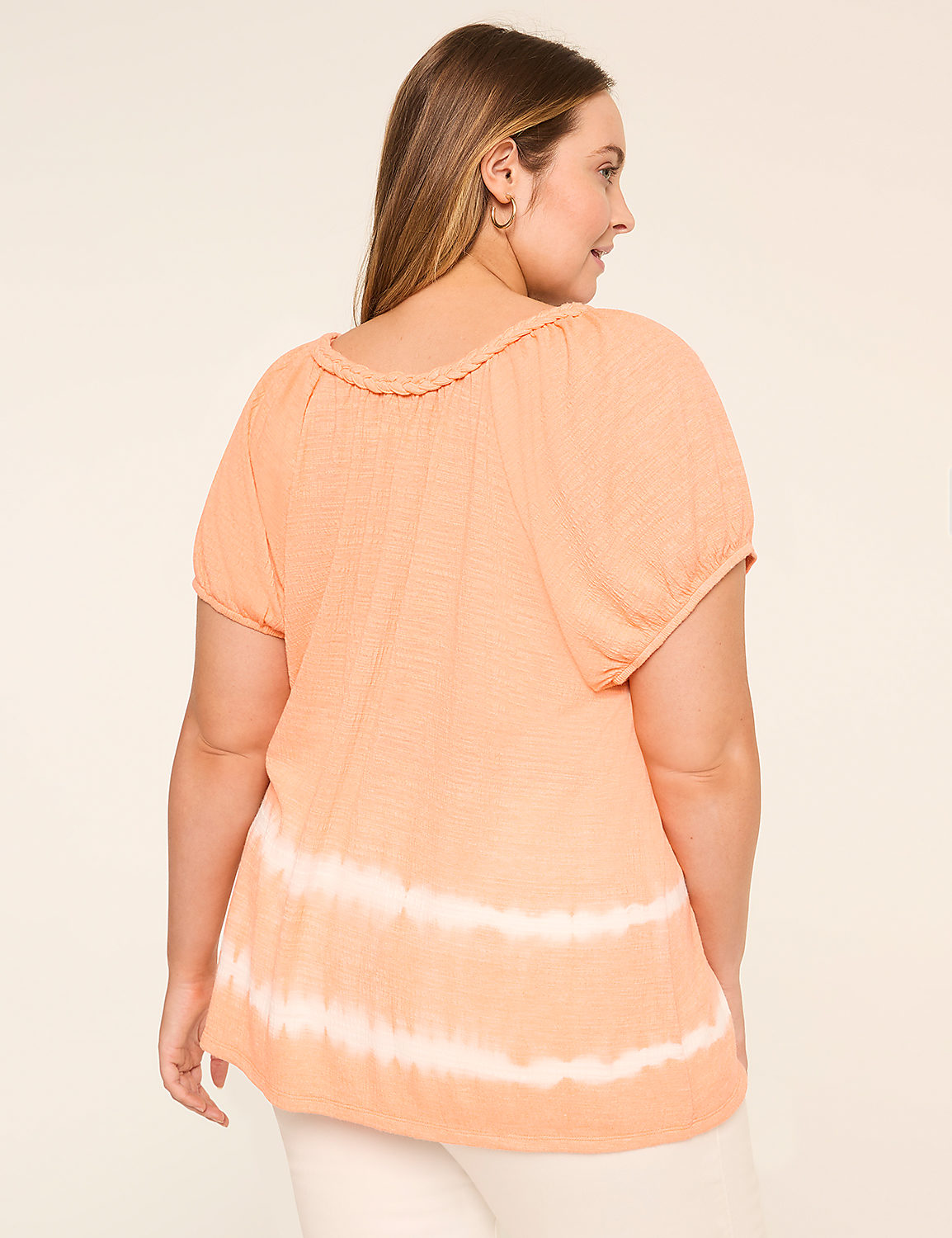 Short-Sleeve Braided-Neck Top Product Image 2