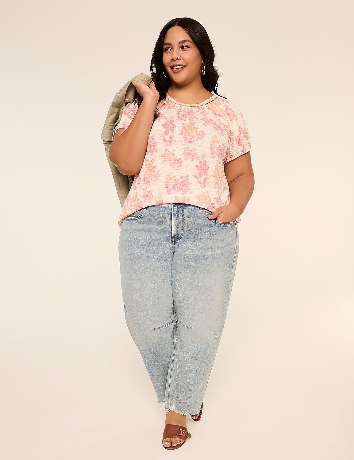 Short-Sleeve Braided-Neck Top Product Image 3