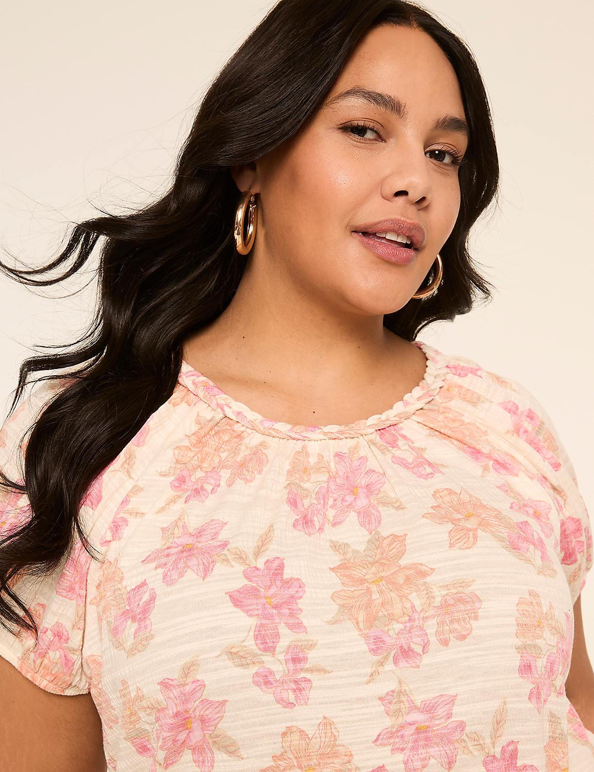 Short-Sleeve Braided-Neck Top Product Image 4