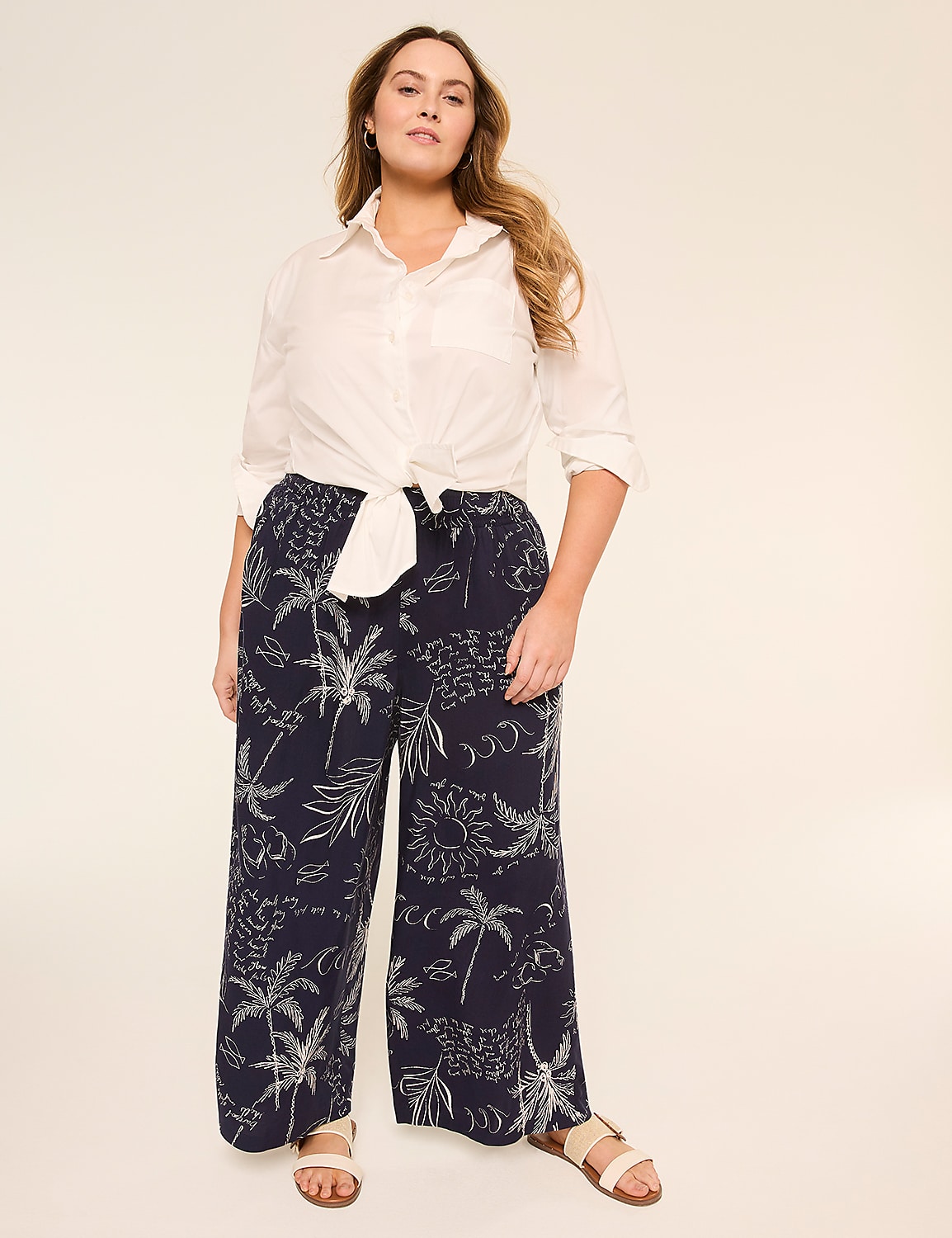 Printed Pull-On Flowy Wide Leg Pant Product Image 4