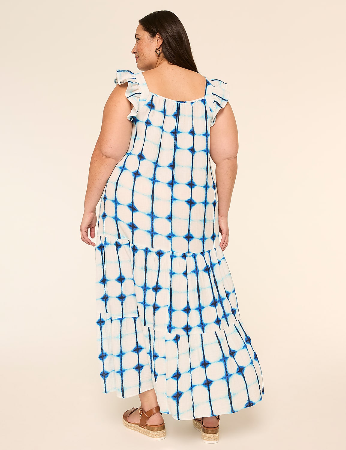 Ruffle-Sleeve Tiered Gauze Maxi Dress Product Image 2