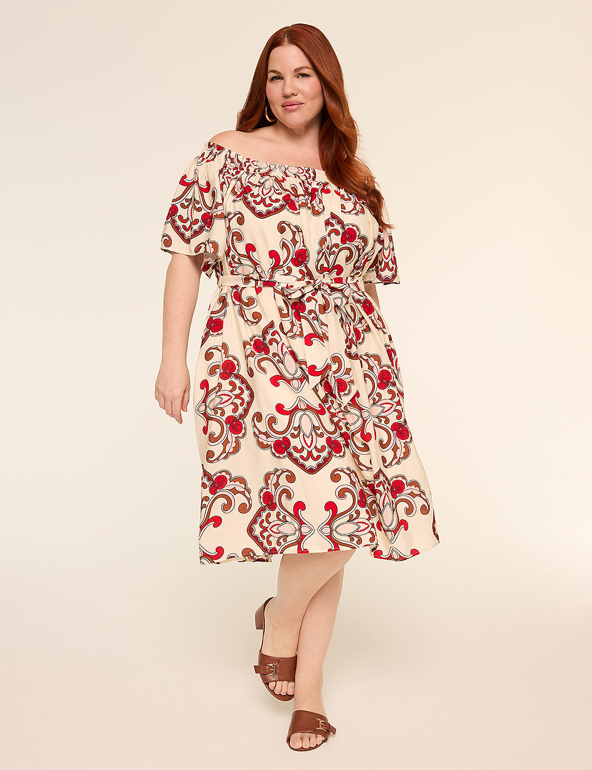 Off-The-Shoulder Tie-Waist Short Dress Product Image 1