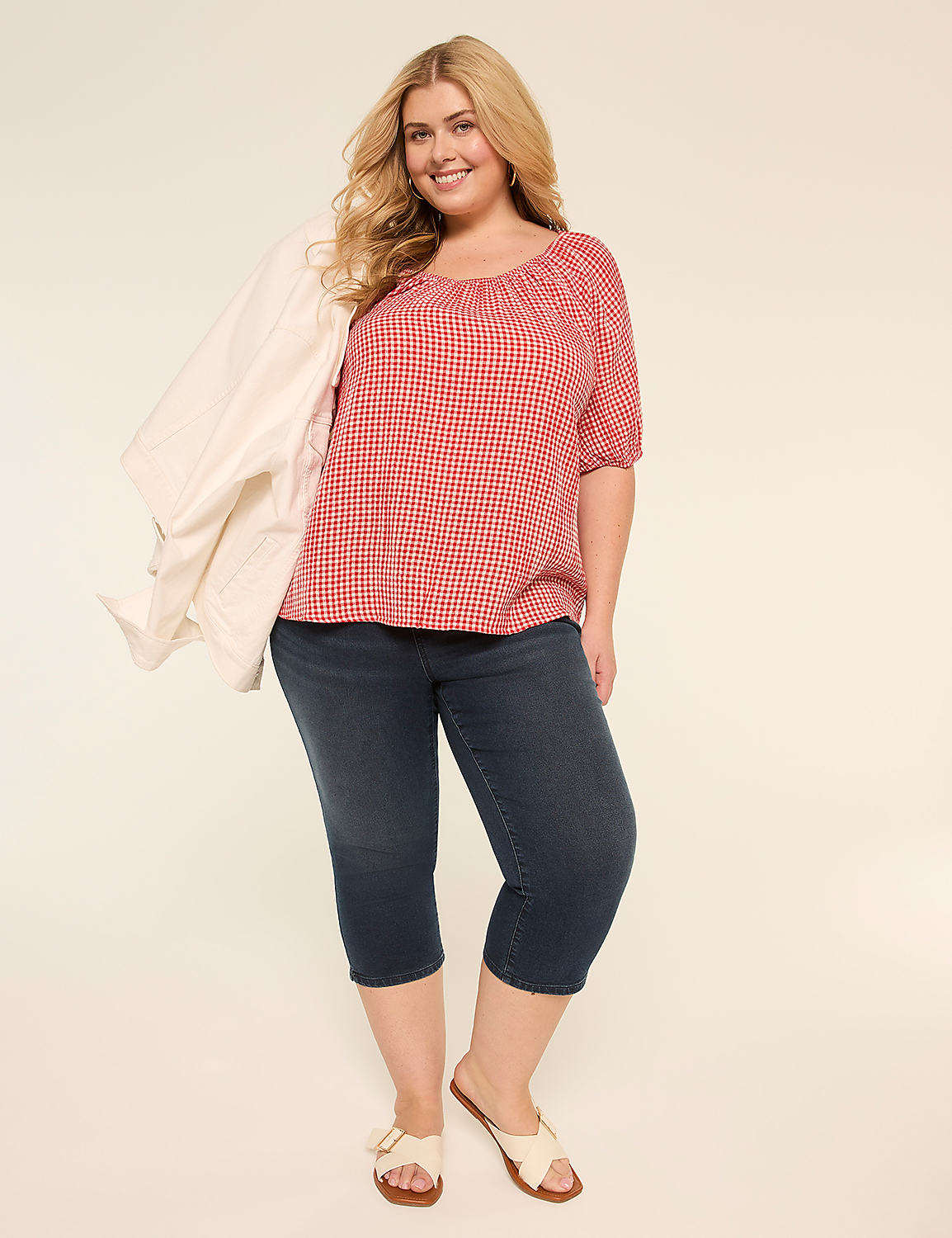 Puff-Sleeve Scoop-Neck Blouse Product Image 3