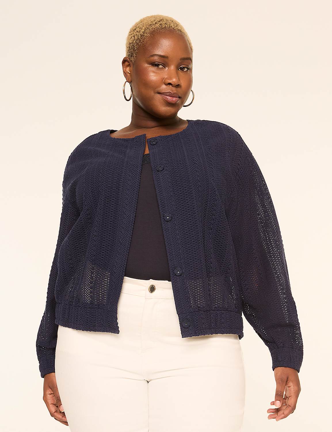 Eyelet Bomber Jacket Product Image 1