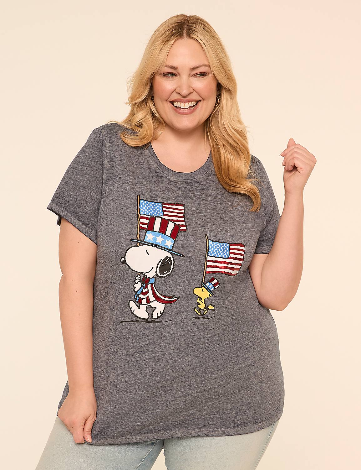 Americana Snoopy & Woodstock Graphic Tee Product Image 1
