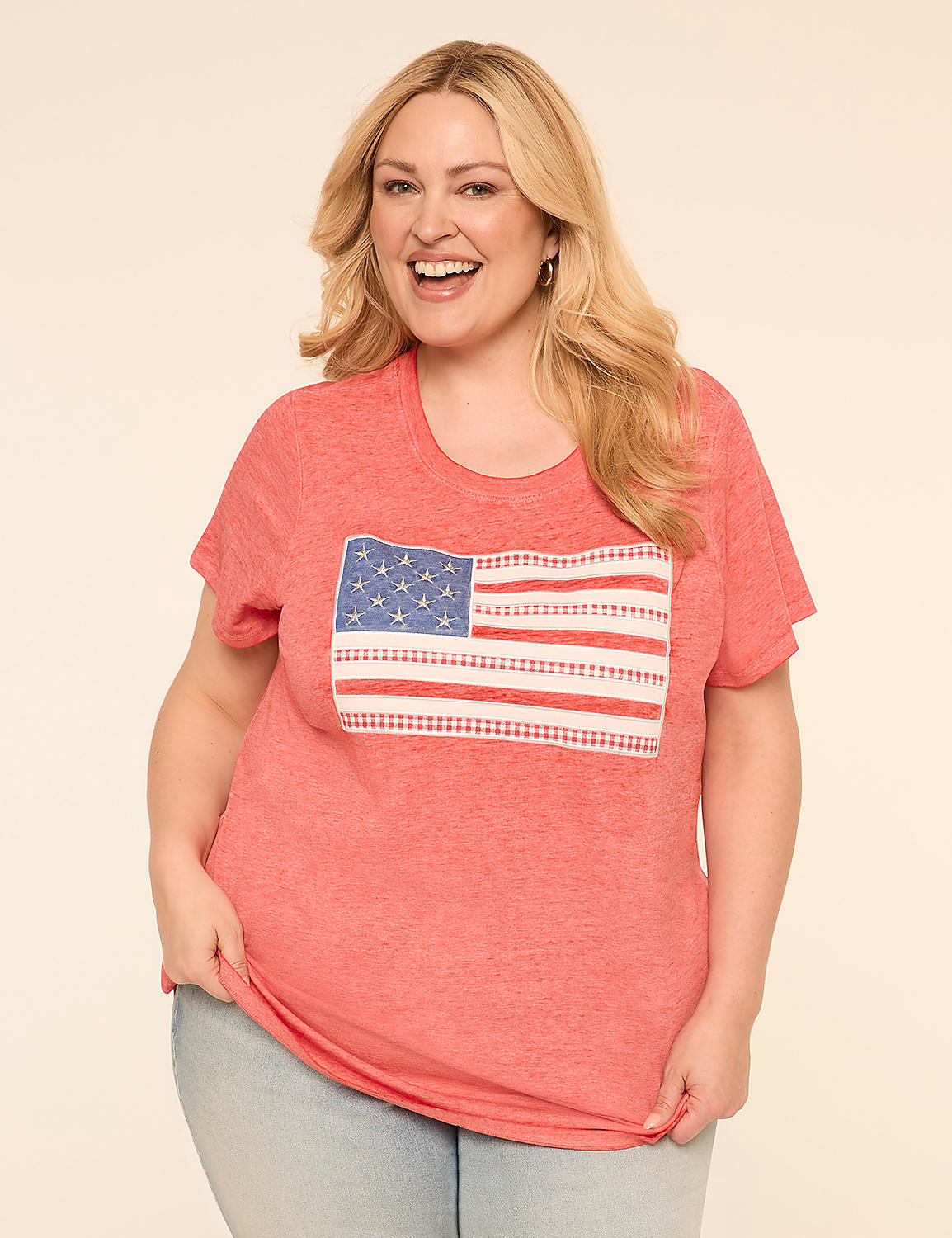 Gingham American Flag Graphic Tee Product Image 1