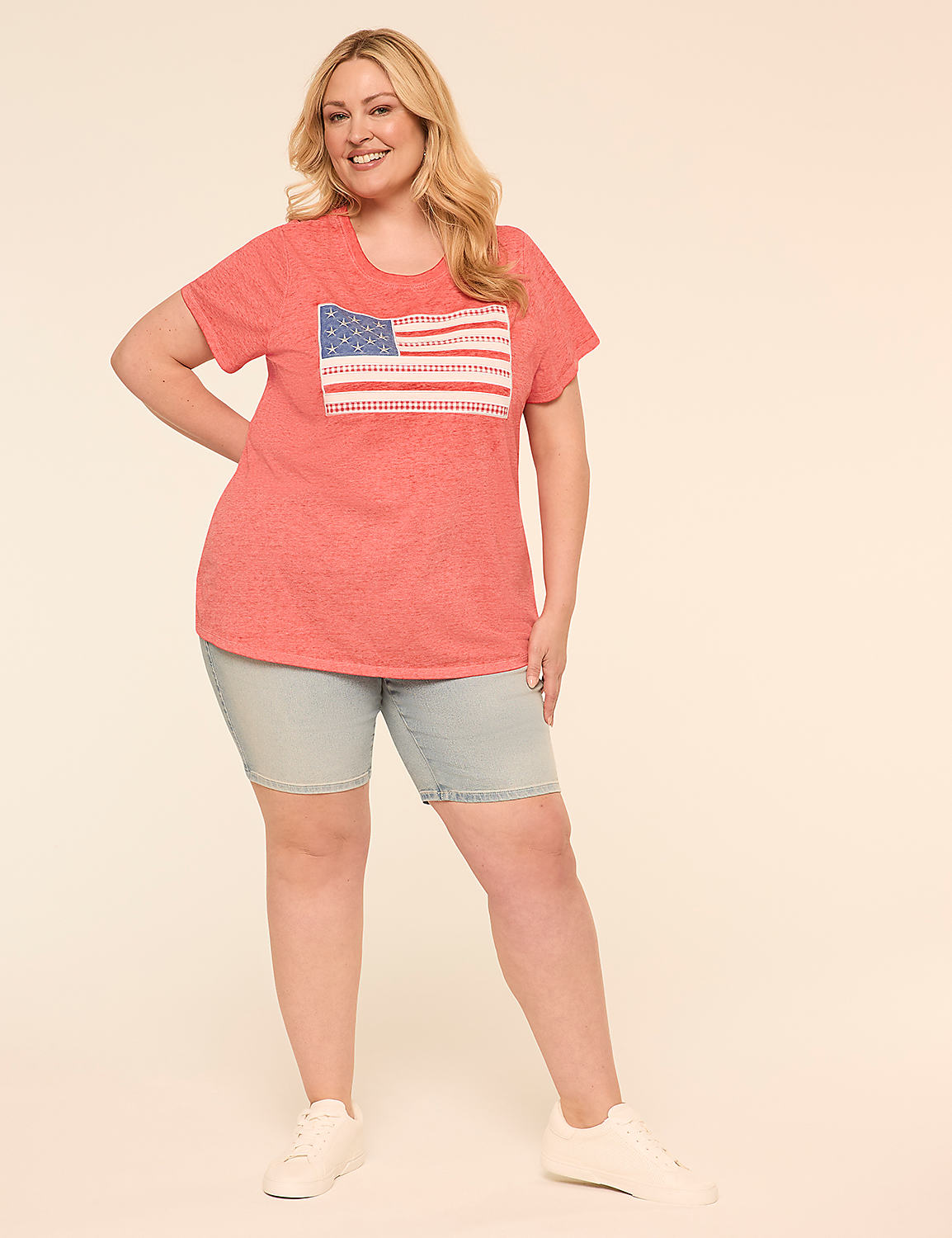 Gingham American Flag Graphic Tee Product Image 3