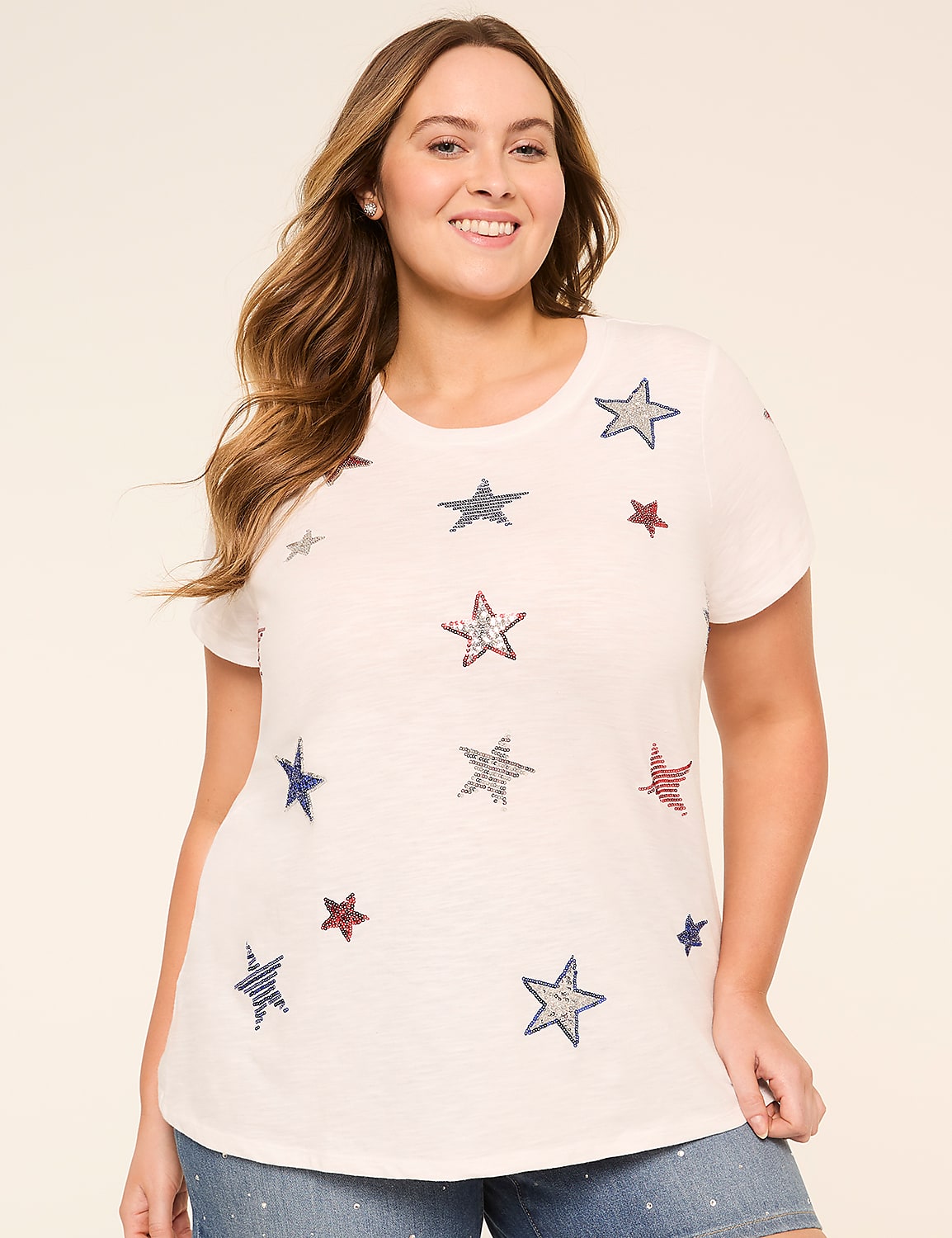 Sequin Stars Graphic Tee Product Image 1